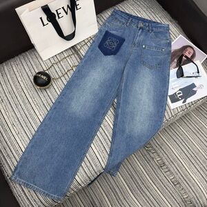 Loewe Denim Jeans with Logo Pattern of Stamped Diamonds